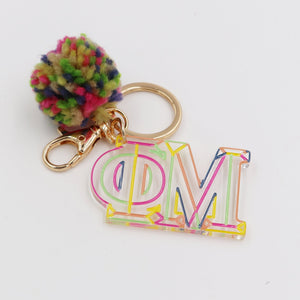 Color Block Acrylic Pom Keychain