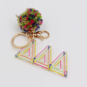 Load image into Gallery viewer, Color Block Acrylic Pom Keychain